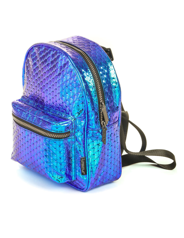 86240: Mini Backpack |Compact Fun Fashion Packs for Rollerskating, Festival, School, Beach |LUX Mermaid Shells Blue