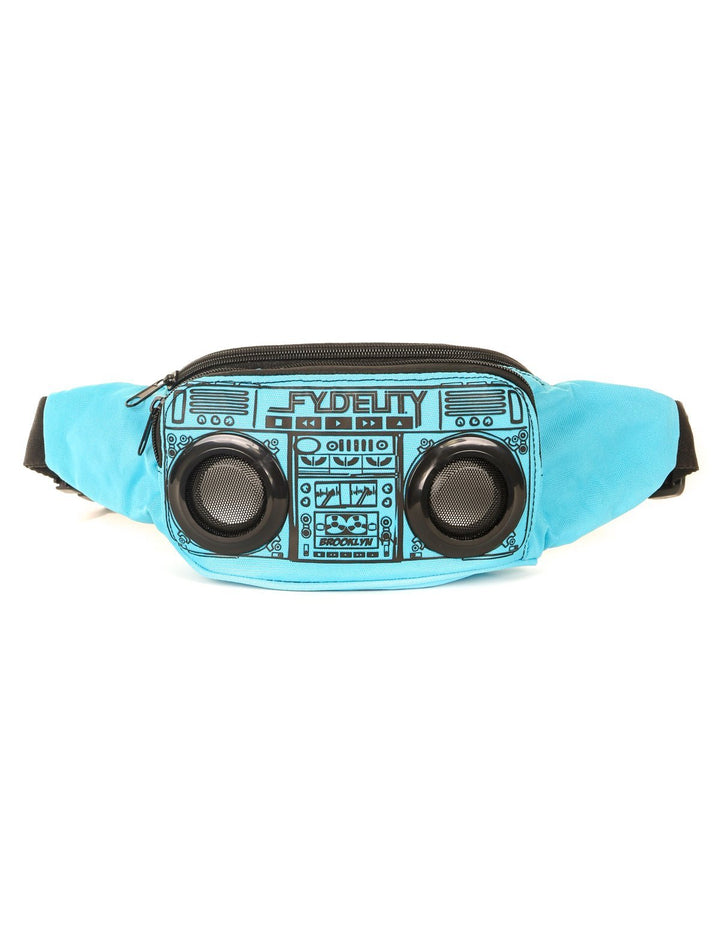87284: FI-HI Fanny Pack |Built-In Bluetooth Amp & Speaker 2 Pocket Bum Bag |LT Blue