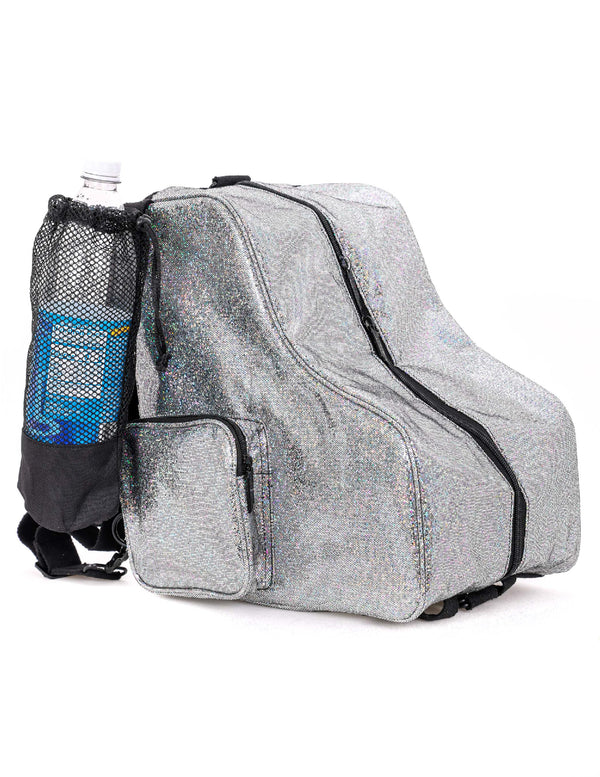 Freewheelin' Roller Skate Backpack Bag | Glam Glitter Rainbow Silver